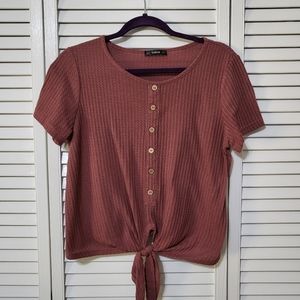 Button Detail Tie-Front Top